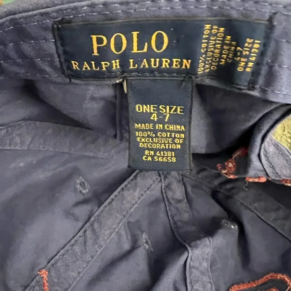 Kids Polo Ralph Lauren Big Pony  # 3 one size 4-7 Roman Numerals adjustable hat.